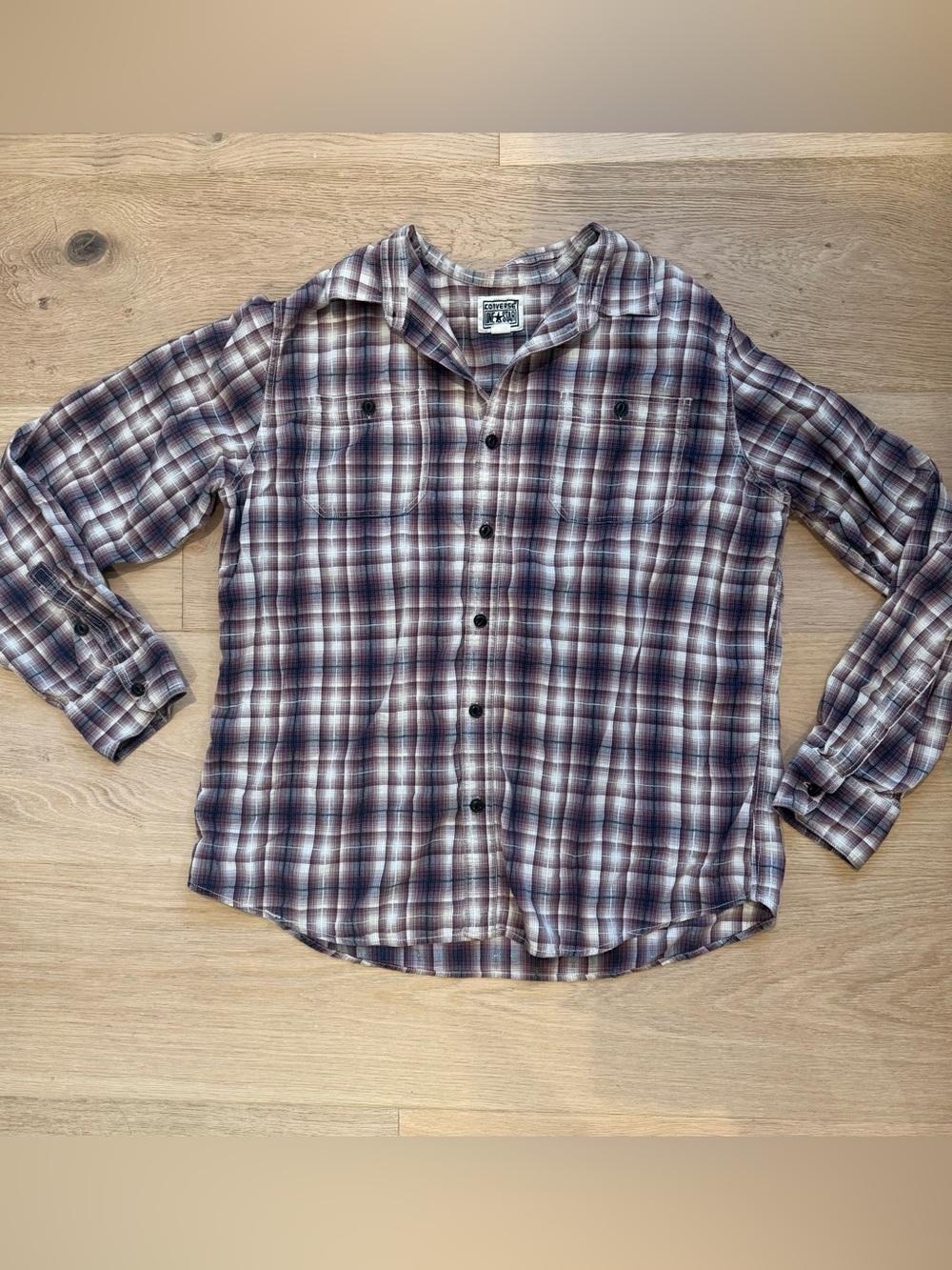 Converse All Star Plaid Mens Button Down Shirt